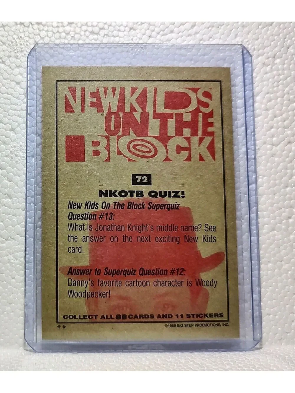 NKOTB Quiz! 1989 New Kids on the Block #72 Trading Card